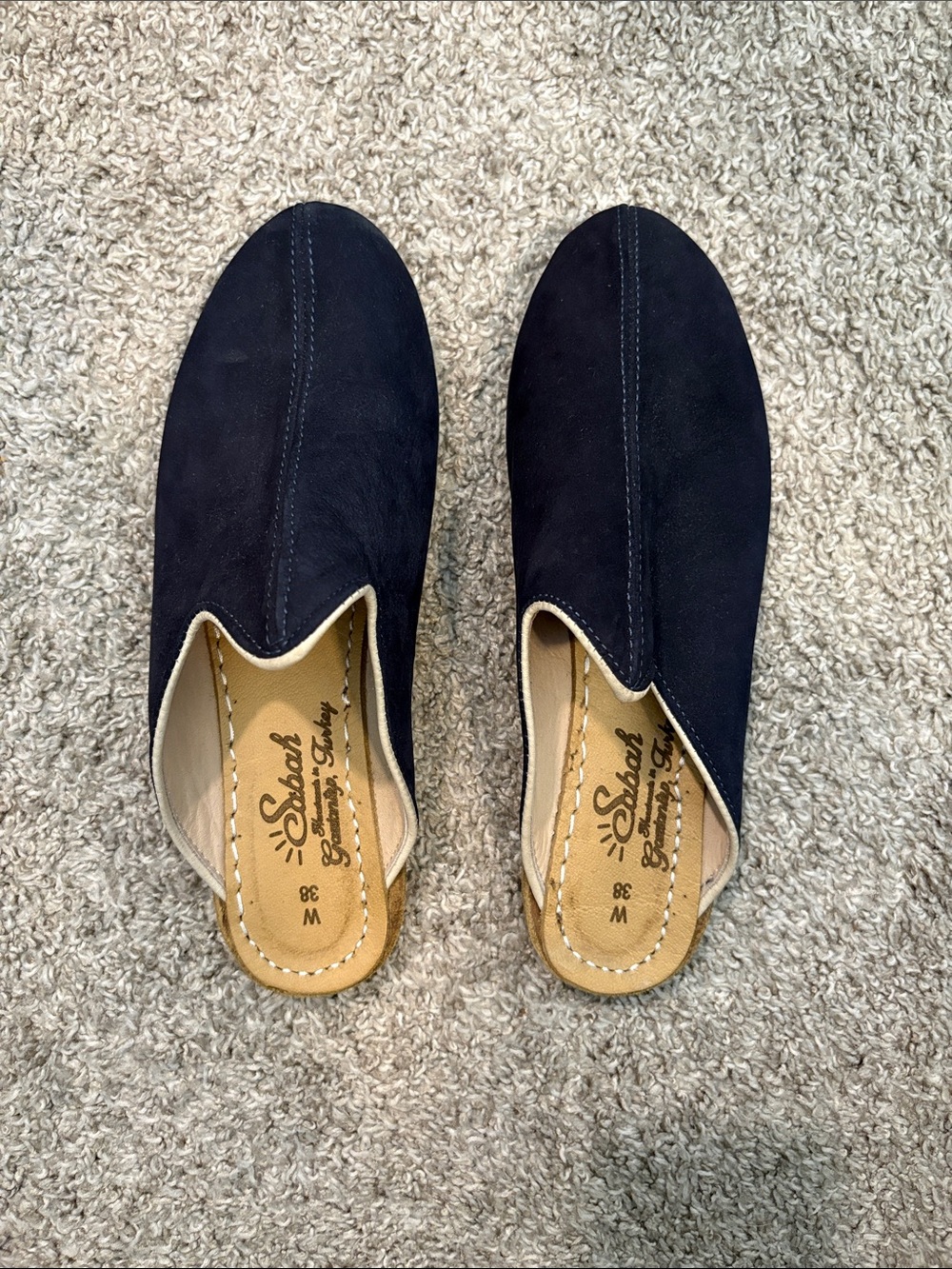 Sabah Navy Suede Slip-On’s with Tan Insole